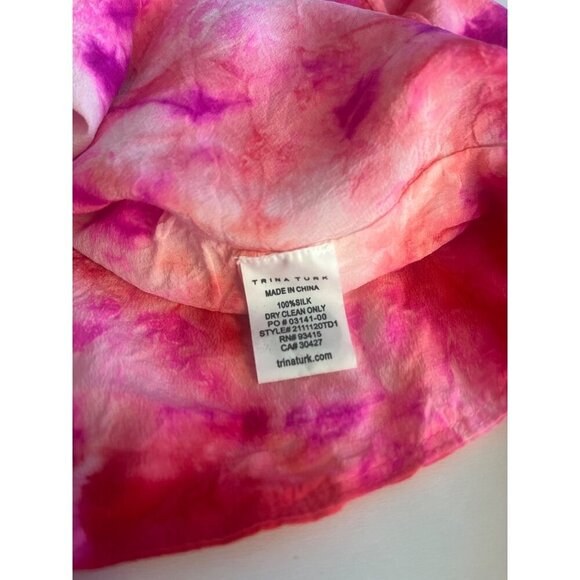 Trina Turk Silk Blouse NEW Water Color Tie Dye Ladies Size MED Halter Style - Picture 8 of 11